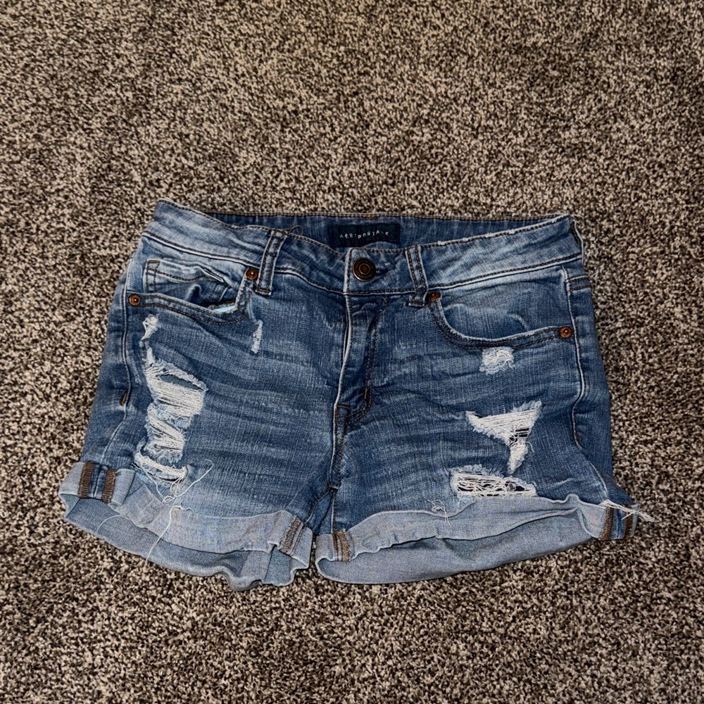 Aeropostale Blue Distressed Jean Shorts